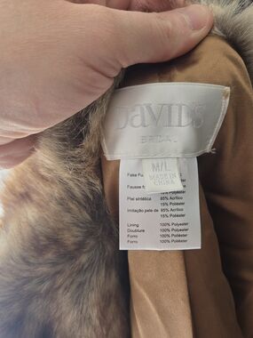 David's Bridal Faux Fur Brown Pea Coat - Brown